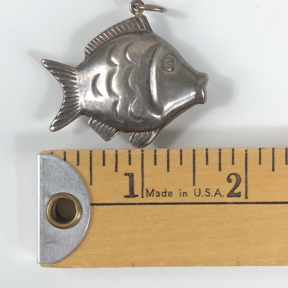 Fish Pendant Sterling Silver Hollow Puffer Whimsical Animal Art Ocean Tropical - Picture 7 of 8